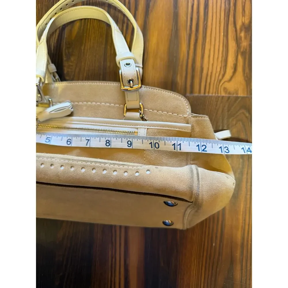 VTG Coach Yellow/Tan Suede with White Leather Trim Hampton Bag Style J04S-5081